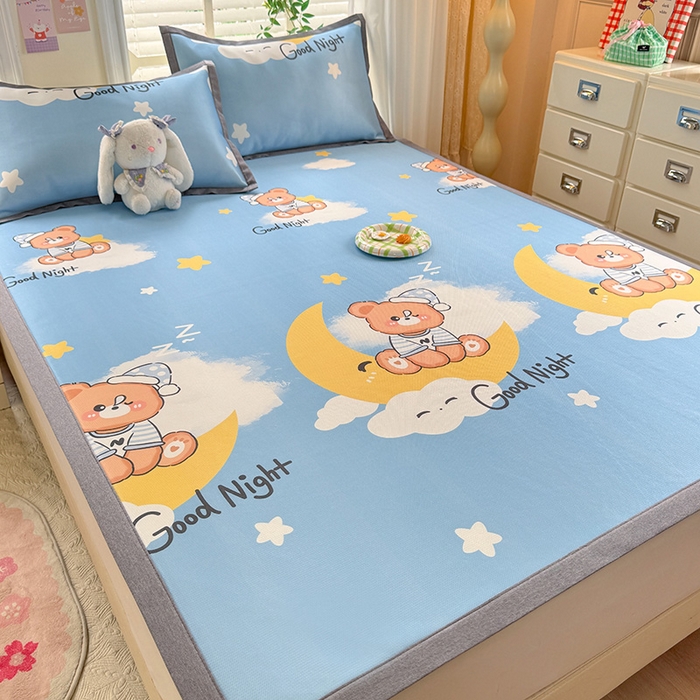 91家纺网 家纺一手货源 找家纺 518家纺 2026新款亲肤舒适A类碳光冰丝抗菌凉席【提供买家秀】席子【提供买家秀】-床笠款 晚安