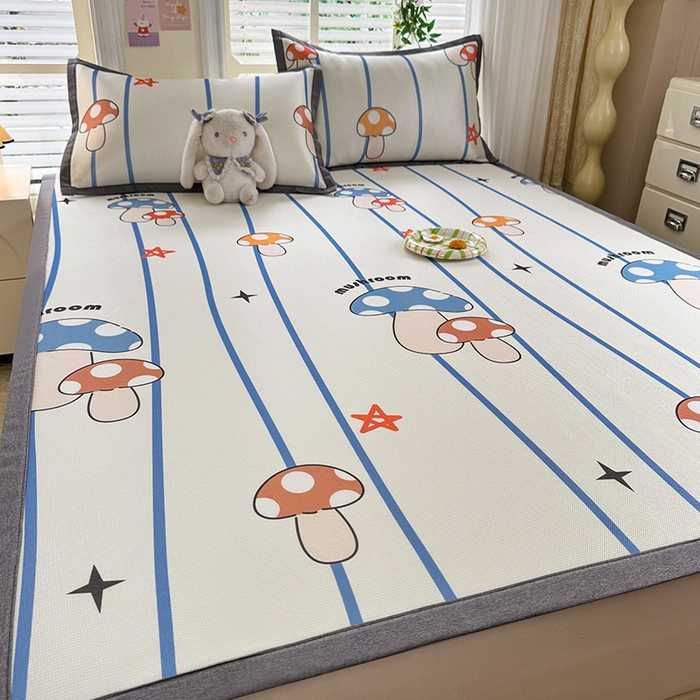 91家纺网 家纺一手货源 找家纺 518家纺 2026新款亲肤舒适A类碳光冰丝抗菌凉席【提供买家秀】席子【提供买家秀】-床笠款 蘑菇屋