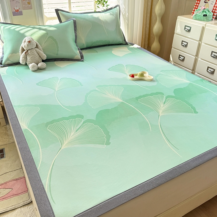 91家纺网 家纺一手货源 找家纺 518家纺 2025新款亲肤舒适A类碳光冰丝抗菌凉席【提供买家秀】席子【提供买家秀】-床笠款 银杏