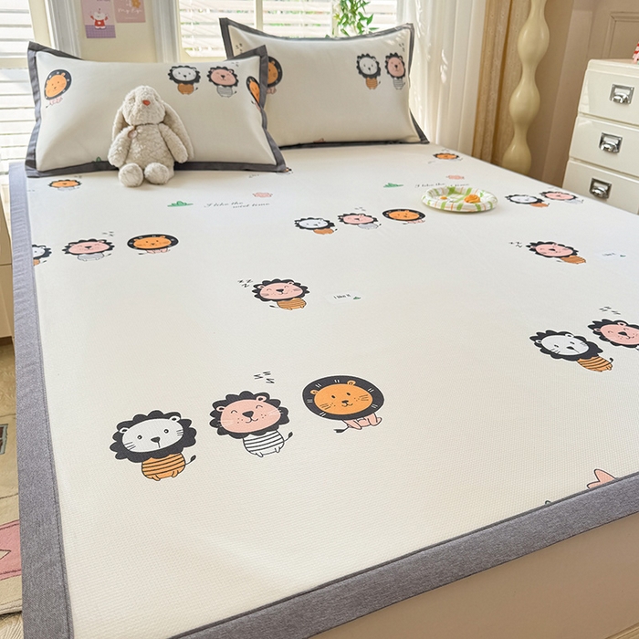 91家纺网 家纺一手货源 找家纺 518家纺 2026新款亲肤舒适A类碳光冰丝抗菌凉席【提供买家秀】席子【提供买家秀】-床笠款 狮子王国