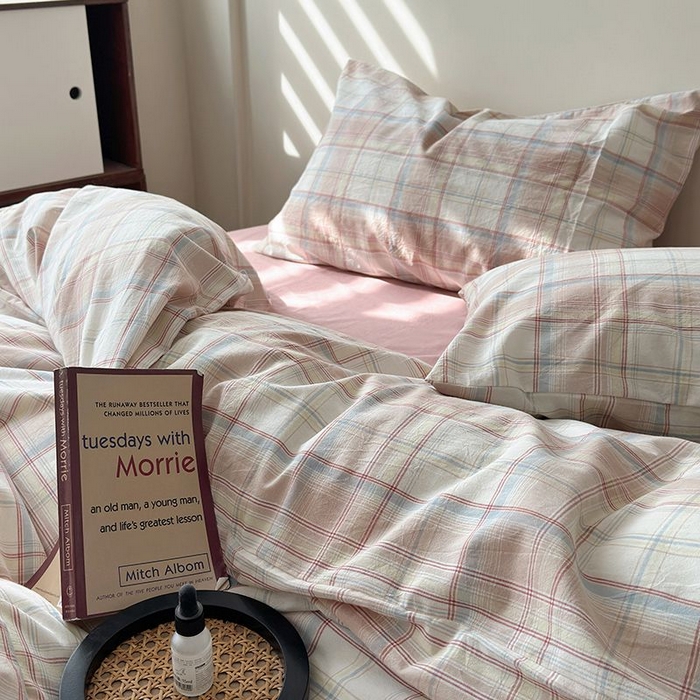 91家纺网 家纺一手货源 找家纺 水洗的故事 2025新款全棉色织水洗棉四件套 云汐