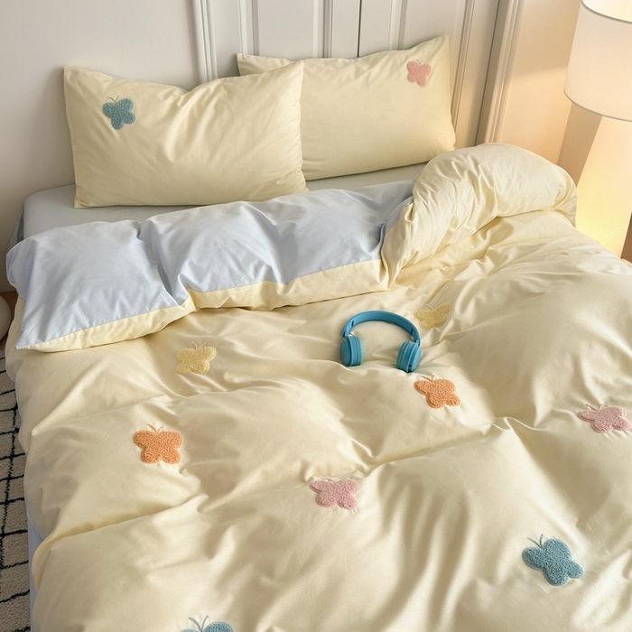 91家纺网 家纺一手货源 找家纺 锦觅2025新款奶油小清新毛巾绣全棉纯棉四件套（专版花型必须控价） 五彩斑斓