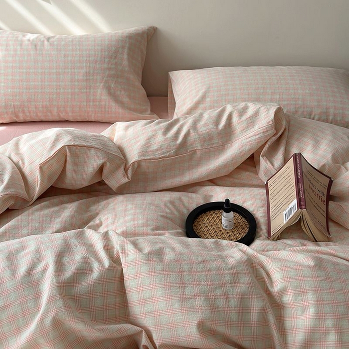 91家纺网 家纺一手货源 找家纺 水洗的故事 2025新款全棉色织水洗棉四件套 樱织