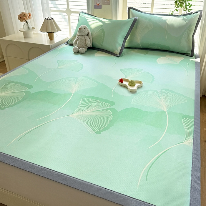 91家纺网 家纺一手货源 找家纺 518家纺 2025新款亲肤舒适A类碳光冰丝抗菌凉席【提供买家秀】席子【提供买家秀】-床笠款 银杏