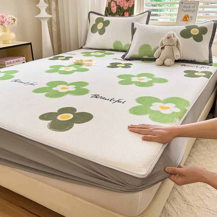 91家纺网 家纺一手货源 找家纺 518家纺 2025新款亲肤舒适A类碳光冰丝抗菌凉席【提供买家秀】席子【提供买家秀】-平铺款 春意