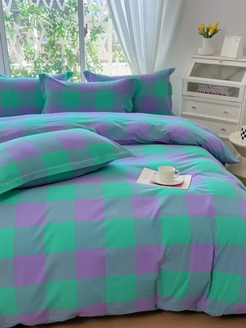 91家纺网 家纺一手货源 找家纺 木易家居 2025新款全棉色织水洗棉四件套 绿野仙踪