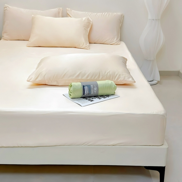 91家纺网 家纺一手货源 找家纺 兜米家居 2025新款床笠A类水洗真丝床笠三件套 冰玉