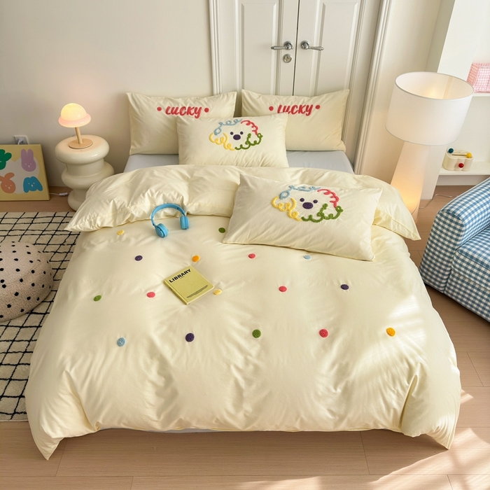 91家纺网 家纺一手货源 找家纺 （总）锦觅2025新款奶油小清新毛巾绣全棉纯棉四件套（专版花型必须控价）