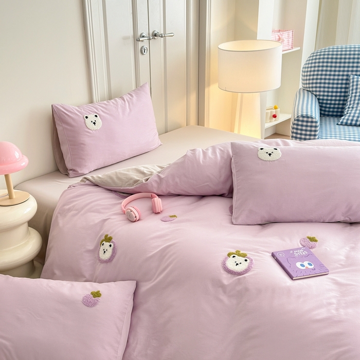 91家纺网 家纺一手货源 找家纺 锦觅2025新款奶油小清新毛巾绣全棉纯棉四件套（专版花型必须控价） 甜蜜幸福