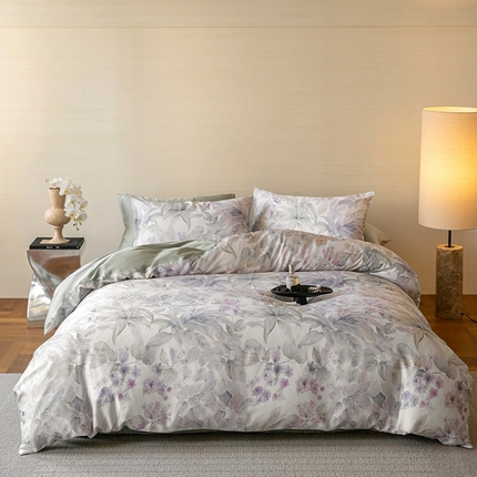 91家纺网 家纺一手货源 找家纺 （总）咏绒家纺工厂店 2025新款60S奥地利兰精天丝数码印花暗合简约款系列四件套