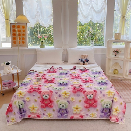 2025新款凉感丝有氨数码印花夏被被子被芯 凯特熊紫