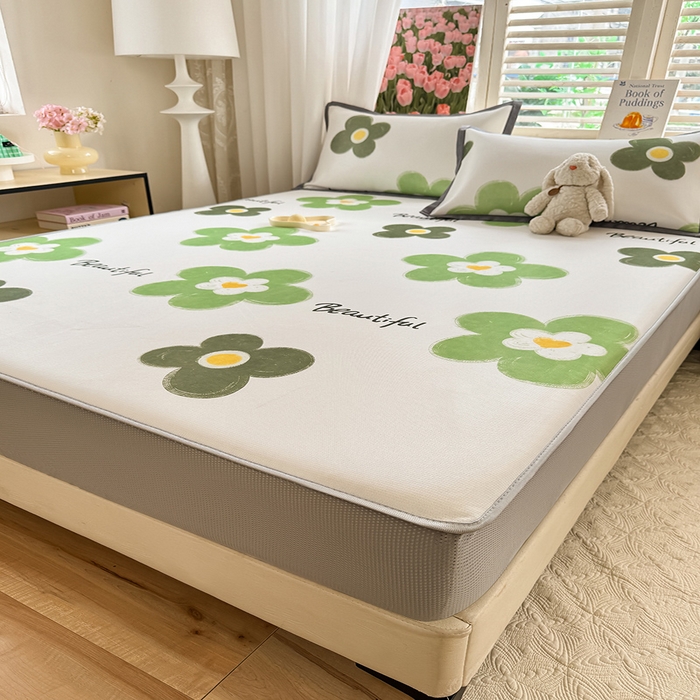 91家纺网 家纺一手货源 找家纺 518家纺 2025新款亲肤舒适A类碳光冰丝抗菌凉席【提供买家秀】席子【提供买家秀】-平铺款 春意