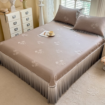 91家纺网 家纺一手货源 找家纺 （总）优家居 2025新款A类轻奢PE凉感冰丝席床盖夏季冰豆豆凉席三件套可机洗水洗空调软席