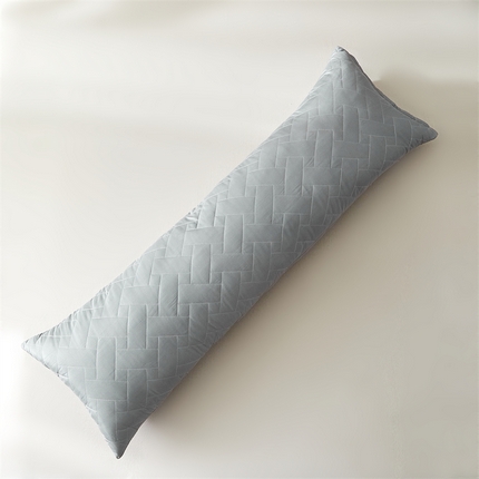 温宁家纺2025新款跨境绗缝化纤水洗棉长枕-长方格 灰色