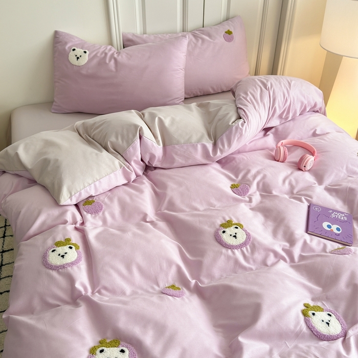 91家纺网 家纺一手货源 找家纺 锦觅2025新款奶油小清新毛巾绣全棉纯棉四件套（专版花型必须控价） 甜蜜幸福