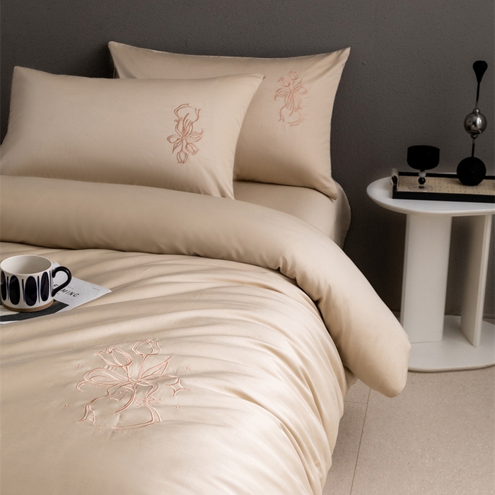 91家纺网 家纺一手货源 找家纺 2025新款50S100支全棉四件套单品系列-四件套 卡其色