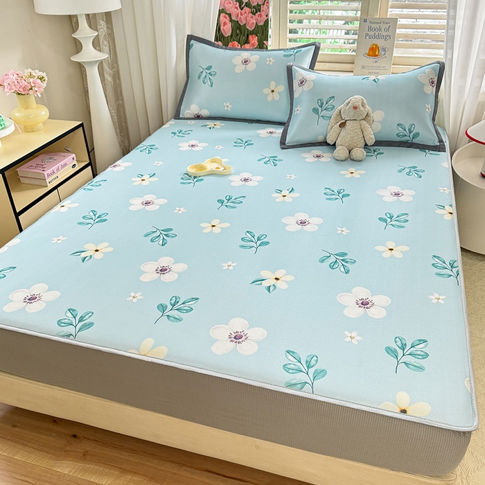 91家纺网 家纺一手货源 找家纺 518家纺 2025新款亲肤舒适A类碳光冰丝抗菌凉席【提供买家秀】席子【提供买家秀】-平铺款 花昔