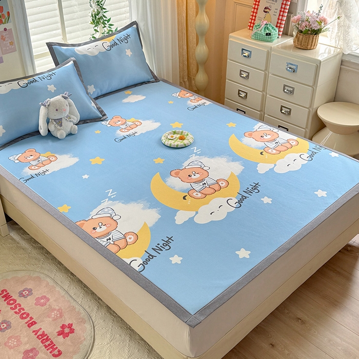 91家纺网 家纺一手货源 找家纺 518家纺 2026新款亲肤舒适A类碳光冰丝抗菌凉席【提供买家秀】席子【提供买家秀】-床笠款 晚安