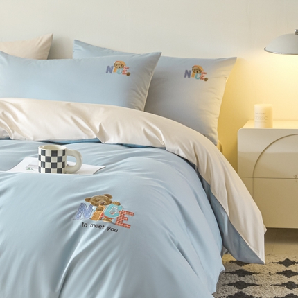 91家纺网 家纺一手货源 找家纺 （总）拼社家纺 2025新款全棉长绒棉四件套纯棉四件套小熊刺绣床上用品【提供买家秀】