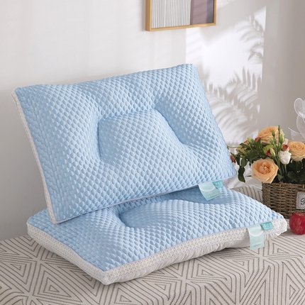 九州枕芯 2025新款冰丝凉感按摩枕 蓝色