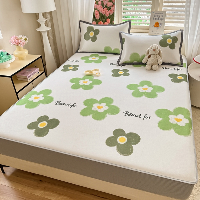 91家纺网 家纺一手货源 找家纺 518家纺 2025新款亲肤舒适A类碳光冰丝抗菌凉席【提供买家秀】席子【提供买家秀】-平铺款 春意