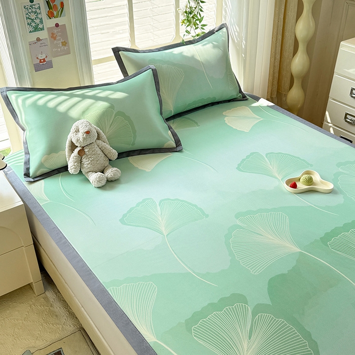 91家纺网 家纺一手货源 找家纺 518家纺 2025新款亲肤舒适A类碳光冰丝抗菌凉席【提供买家秀】席子【提供买家秀】-床笠款 银杏