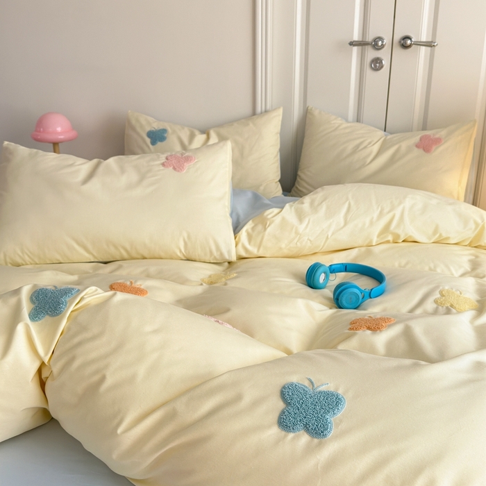 91家纺网 家纺一手货源 找家纺 锦觅2025新款奶油小清新毛巾绣全棉纯棉四件套（专版花型必须控价） 五彩斑斓