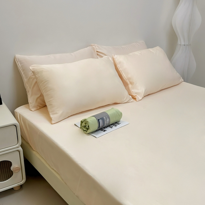 91家纺网 家纺一手货源 找家纺 兜米家居 2025新款床笠A类水洗真丝床笠三件套 冰玉