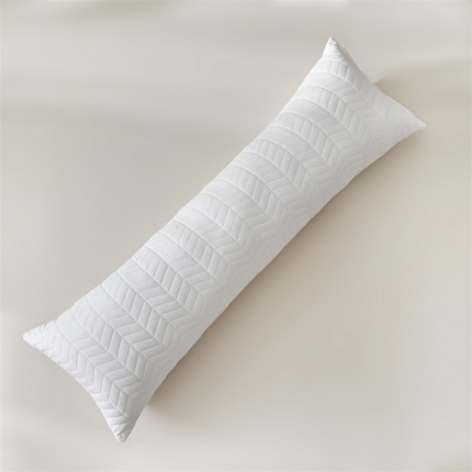 温宁家纺2025新款跨境绗缝化纤水洗棉长枕-麦穗 白色