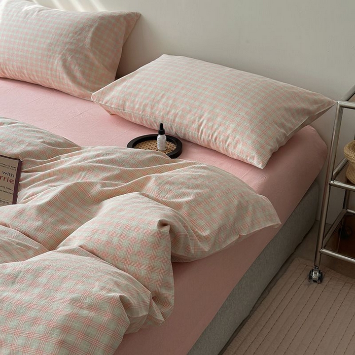 91家纺网 家纺一手货源 找家纺 水洗的故事 2025新款全棉色织水洗棉四件套 樱织