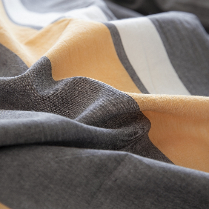 91家纺网 家纺一手货源 找家纺 木易家居 2025新款全棉色织水洗棉四件套 爱情黄