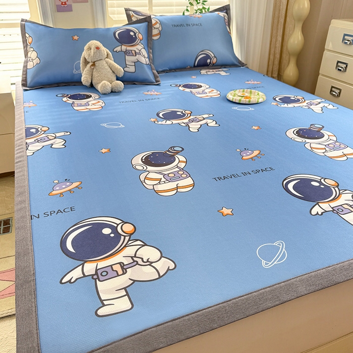 91家纺网 家纺一手货源 找家纺 518家纺 2026新款亲肤舒适A类碳光冰丝抗菌凉席【提供买家秀】席子【提供买家秀】-床笠款 太空礼物