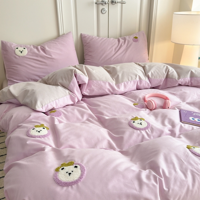 91家纺网 家纺一手货源 找家纺 锦觅2025新款奶油小清新毛巾绣全棉纯棉四件套（专版花型必须控价） 甜蜜幸福