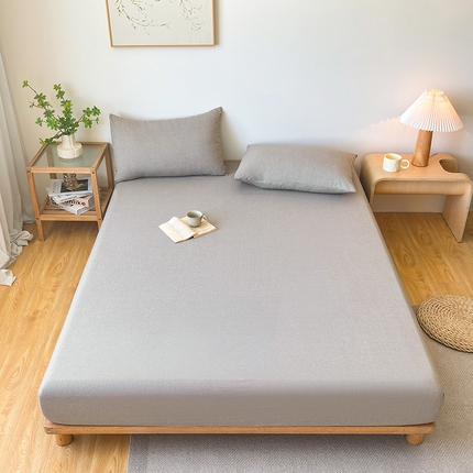 名优家纺 2025新款全棉色织水洗棉单品系列-单床笠 千鸟格-灰