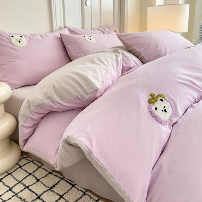 91家纺网 家纺一手货源 找家纺 锦觅2025新款奶油小清新毛巾绣全棉纯棉四件套（专版花型必须控价） 甜蜜幸福