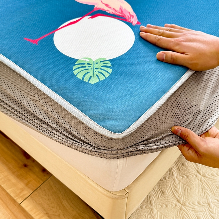 91家纺网 家纺一手货源 找家纺 518家纺 2025新款亲肤舒适A类碳光冰丝抗菌凉席【提供买家秀】席子【提供买家秀】-平铺款 火烈鸟