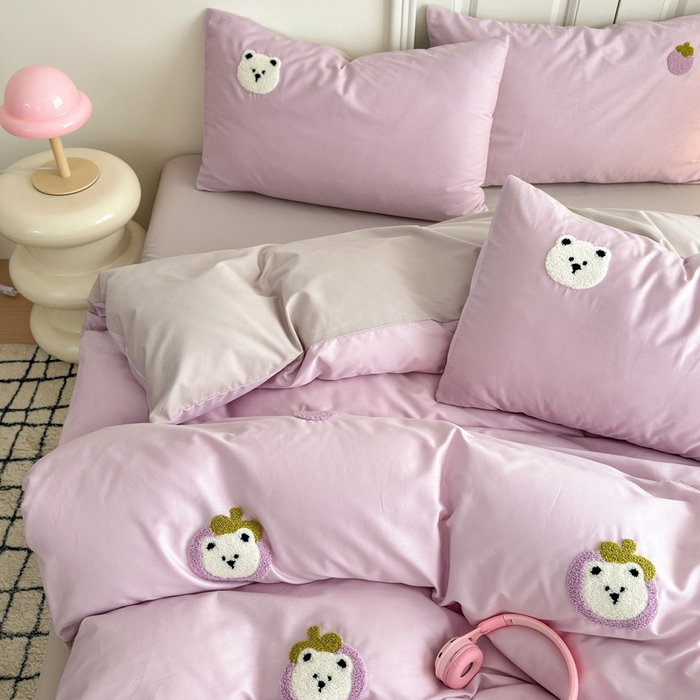 91家纺网 家纺一手货源 找家纺 锦觅2025新款奶油小清新毛巾绣全棉纯棉四件套（专版花型必须控价） 甜蜜幸福