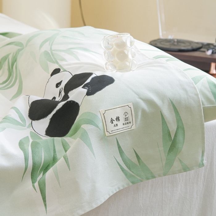 91家纺网 家纺一手货源 找家纺 慕绸家纺（原萌宝老粗布厂家） 2025直播爆款100%全棉加厚非遗老粗布 熊有成竹