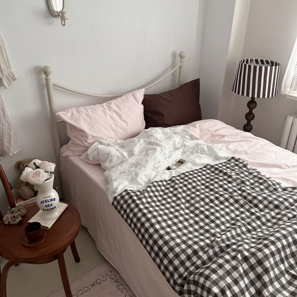 2025春季新款数码印花格蕾丝系列-四件套 格蕾丝【摩卡+云朵粉】