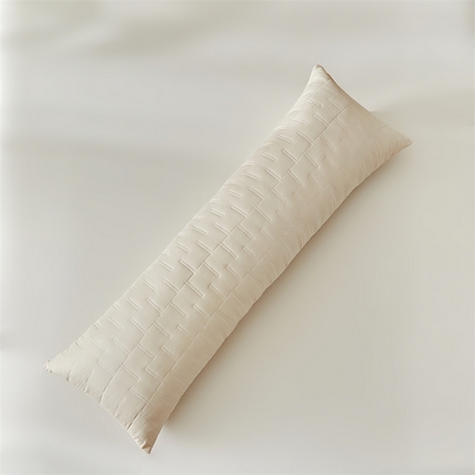 温宁家纺2025新款跨境绗缝化纤水洗棉长枕-山字格 米色