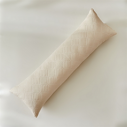 91家纺网 家纺一手货源 找家纺 温宁家纺2025新款跨境绗缝化纤水洗棉长枕-田字格 米色