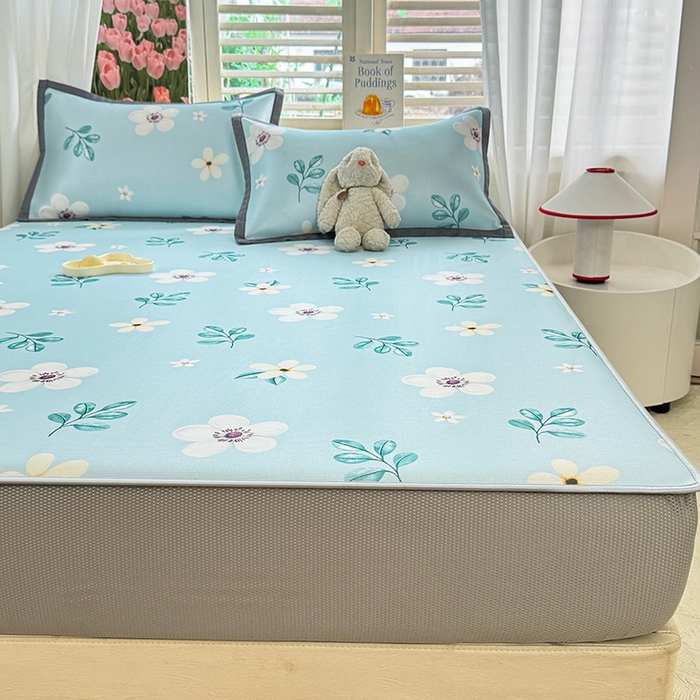 91家纺网 家纺一手货源 找家纺 518家纺 2025新款亲肤舒适A类碳光冰丝抗菌凉席【提供买家秀】席子【提供买家秀】-平铺款 花昔