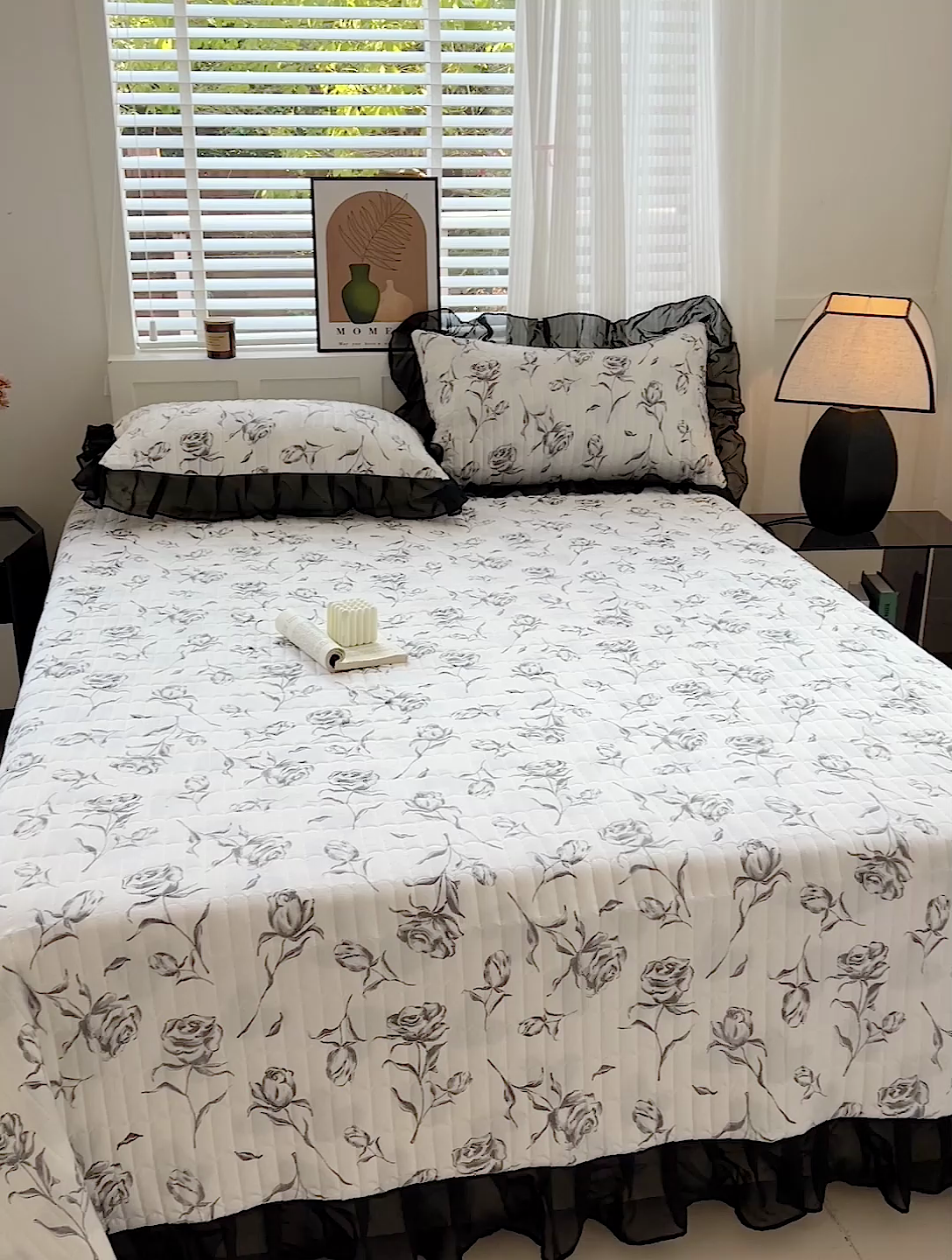 91家纺网 家纺一手货源 找家纺 艾橙家纺2025新款法式赫本风水洗棉印花雪纺花边四件套 素馨花恋