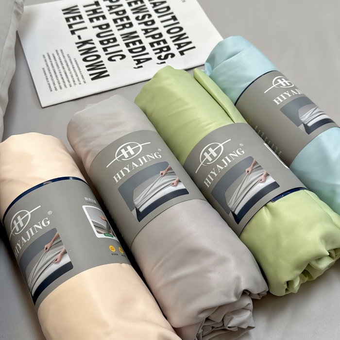 91家纺网 家纺一手货源 找家纺 兜米家居 2025新款床笠A类水洗真丝床笠三件套 冰玉