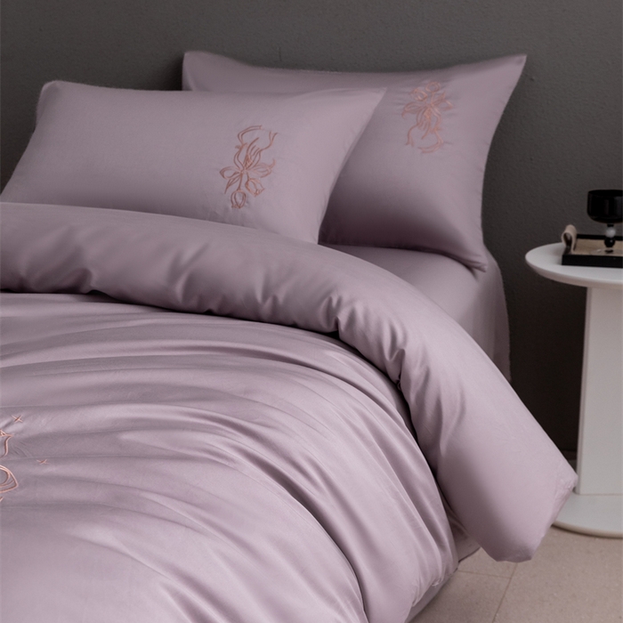 91家纺网 家纺一手货源 找家纺 2025新款50S100支全棉四件套单品系列-四件套 烟紫