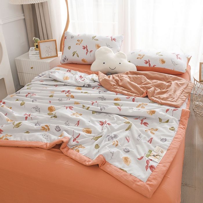 91家纺网 家纺一手货源 找家纺 红日子纺织品 2025新款棉麻夏被四件套 金风玉露