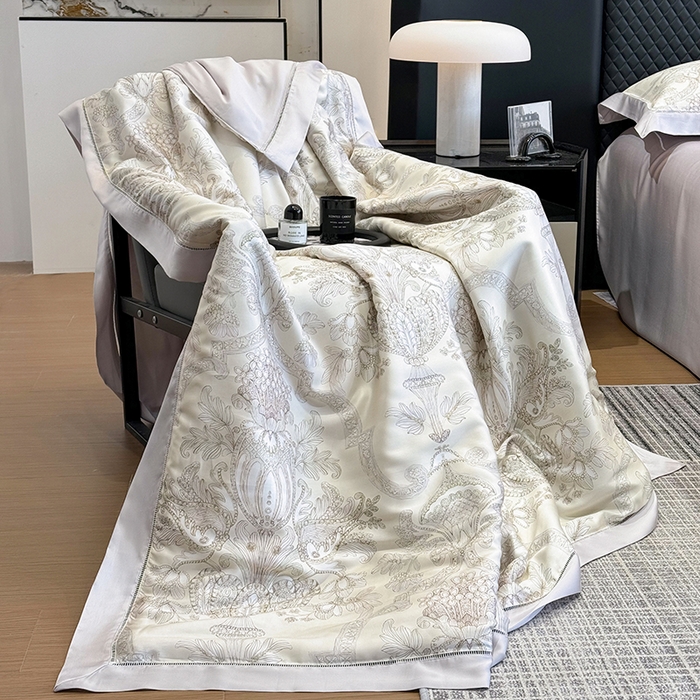 91家纺网 家纺一手货源 找家纺 若未家居 LOVEWE HOUSE 2025新款兰精天丝印花夏被及夏被四件套 宫廷华尔兹（床单款+床盖款）