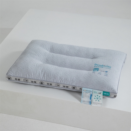 织布人2025新款枕芯7A级物理抗菌舒眠枕头家用洁净睡眠护颈椎枕芯  7A舒眠枕-护颈款灰色【低枕】 