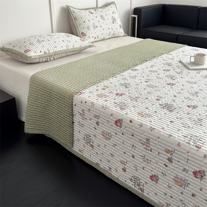 91家纺网 家纺一手货源 找家纺 美优兰 2025春夏新款双面天丝高温砂洗床盖 草坪派对