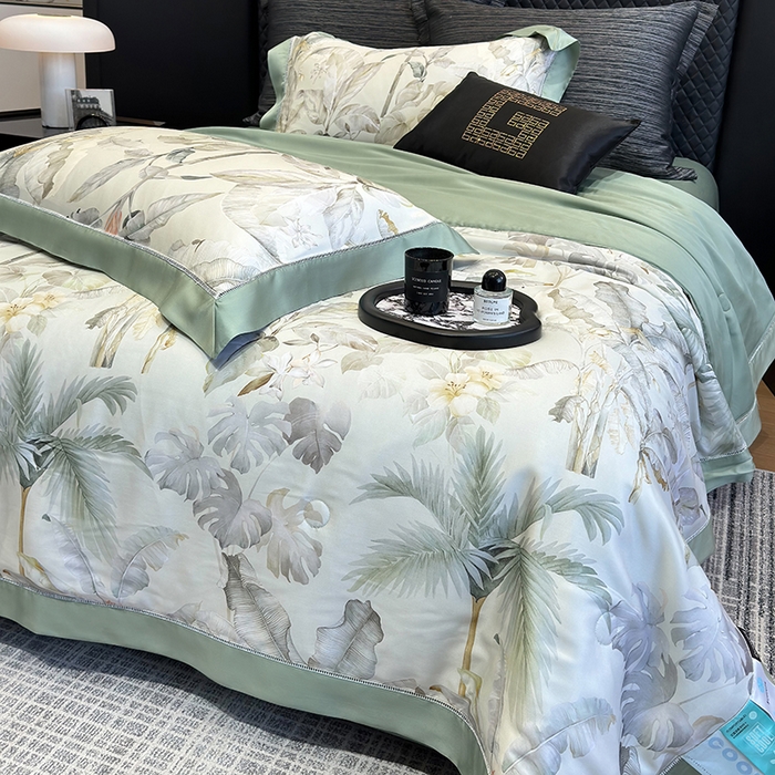 91家纺网 家纺一手货源 找家纺 若未家居 LOVEWE HOUSE 2025新款兰精天丝印花夏被及夏被四件套 清爽一夏（床单款+床盖款）